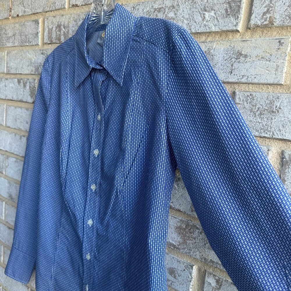 Talbots Vintage Long Sleeve Button Front Collared Stretch Shirt Women's Size 8 - Picture 6 of 9